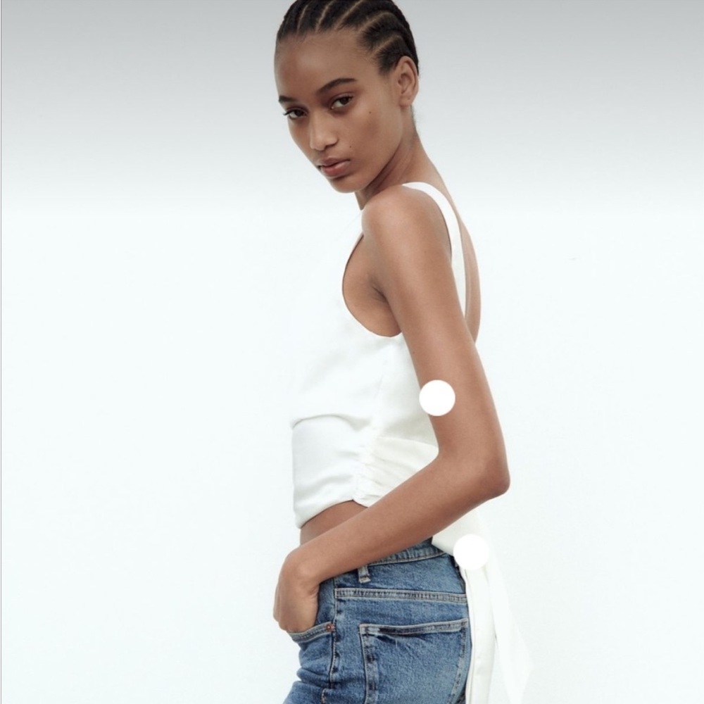 Zara white satin backless top